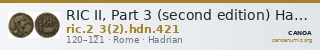 RIC II, Part 3 (second edition) Hadrian 421 — CANOA