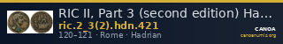 RIC II, Part 3 (second edition) Hadrian 421 — CANOA