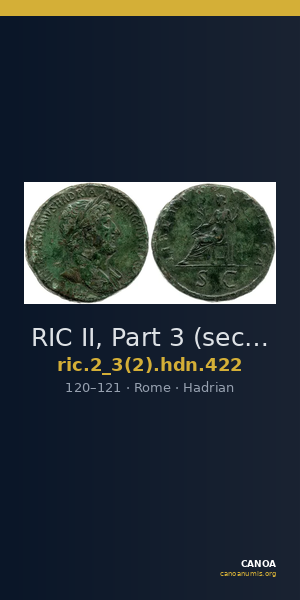 RIC II, Part 3 (second edition) Hadrian 422 — CANOA