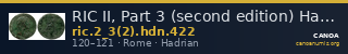 RIC II, Part 3 (second edition) Hadrian 422 — CANOA