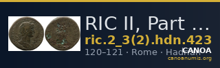 RIC II, Part 3 (second edition) Hadrian 423 — CANOA