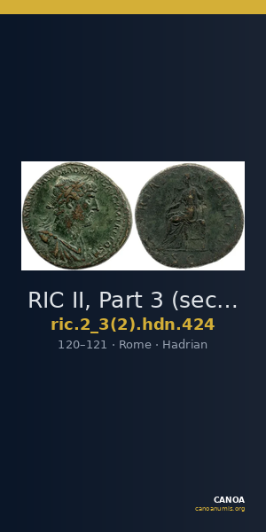 RIC II, Part 3 (second edition) Hadrian 424 — CANOA