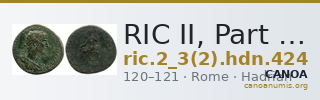 RIC II, Part 3 (second edition) Hadrian 424 — CANOA