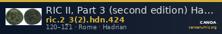 RIC II, Part 3 (second edition) Hadrian 424 — CANOA