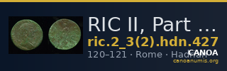RIC II, Part 3 (second edition) Hadrian 427 — CANOA