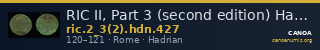RIC II, Part 3 (second edition) Hadrian 427 — CANOA