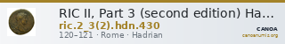 RIC II, Part 3 (second edition) Hadrian 430 — CANOA
