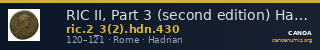 RIC II, Part 3 (second edition) Hadrian 430 — CANOA