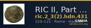 RIC II, Part 3 (second edition) Hadrian 431 — CANOA