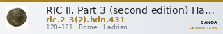 RIC II, Part 3 (second edition) Hadrian 431 — CANOA