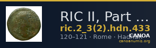 RIC II, Part 3 (second edition) Hadrian 433 — CANOA