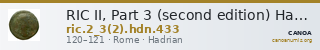 RIC II, Part 3 (second edition) Hadrian 433 — CANOA