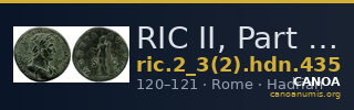 RIC II, Part 3 (second edition) Hadrian 435 — CANOA