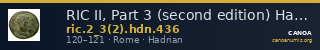 RIC II, Part 3 (second edition) Hadrian 436 — CANOA