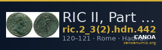 RIC II, Part 3 (second edition) Hadrian 442 — CANOA