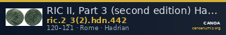 RIC II, Part 3 (second edition) Hadrian 442 — CANOA