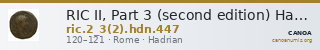 RIC II, Part 3 (second edition) Hadrian 447 — CANOA