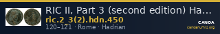RIC II, Part 3 (second edition) Hadrian 450 — CANOA