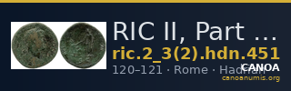 RIC II, Part 3 (second edition) Hadrian 451 — CANOA