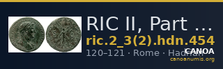 RIC II, Part 3 (second edition) Hadrian 454 — CANOA