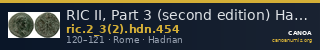 RIC II, Part 3 (second edition) Hadrian 454 — CANOA