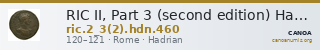RIC II, Part 3 (second edition) Hadrian 460 — CANOA