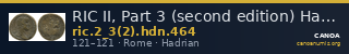 RIC II, Part 3 (second edition) Hadrian 464 — CANOA