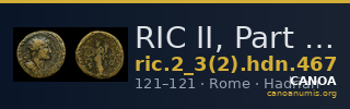 RIC II, Part 3 (second edition) Hadrian 467 — CANOA