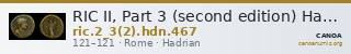 RIC II, Part 3 (second edition) Hadrian 467 — CANOA