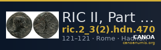 RIC II, Part 3 (second edition) Hadrian 470 — CANOA