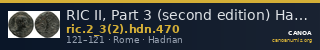 RIC II, Part 3 (second edition) Hadrian 470 — CANOA