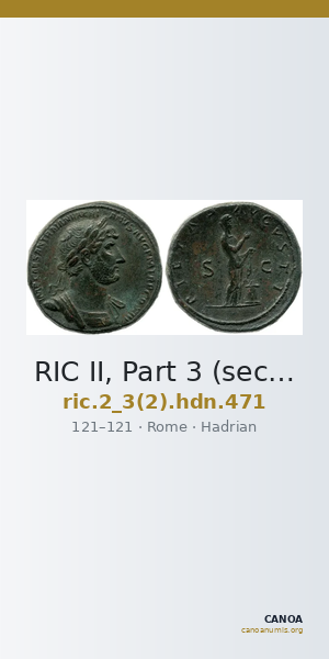RIC II, Part 3 (second edition) Hadrian 471 — CANOA