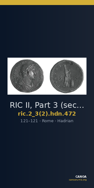 RIC II, Part 3 (second edition) Hadrian 472 — CANOA