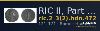 RIC II, Part 3 (second edition) Hadrian 472 — CANOA