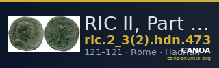 RIC II, Part 3 (second edition) Hadrian 473 — CANOA