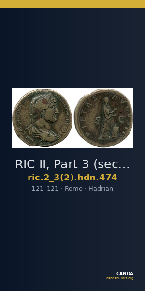 RIC II, Part 3 (second edition) Hadrian 474 — CANOA