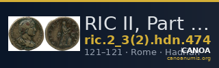 RIC II, Part 3 (second edition) Hadrian 474 — CANOA