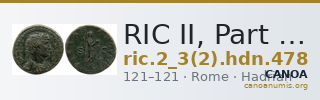 RIC II, Part 3 (second edition) Hadrian 478 — CANOA