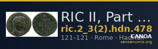 RIC II, Part 3 (second edition) Hadrian 478 — CANOA