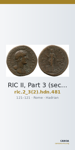 RIC II, Part 3 (second edition) Hadrian 481 — CANOA
