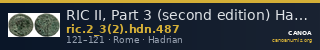 RIC II, Part 3 (second edition) Hadrian 487 — CANOA