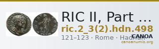 RIC II, Part 3 (second edition) Hadrian 498 — CANOA