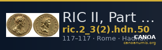 RIC II, Part 3 (second edition) Hadrian 50 — CANOA