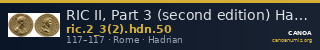 RIC II, Part 3 (second edition) Hadrian 50 — CANOA