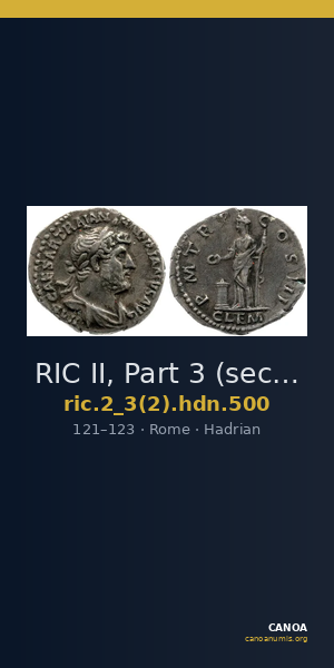 RIC II, Part 3 (second edition) Hadrian 500 — CANOA