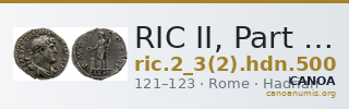 RIC II, Part 3 (second edition) Hadrian 500 — CANOA