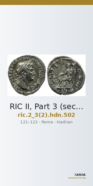 RIC II, Part 3 (second edition) Hadrian 502 — CANOA