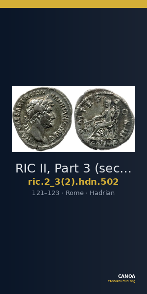 RIC II, Part 3 (second edition) Hadrian 502 — CANOA