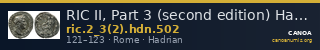 RIC II, Part 3 (second edition) Hadrian 502 — CANOA