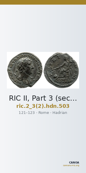 RIC II, Part 3 (second edition) Hadrian 503 — CANOA